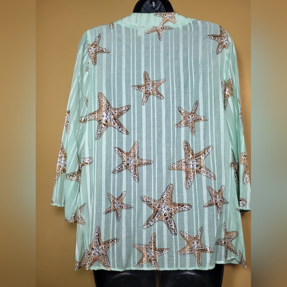 Soft Surroundings Stella Marina Top Metallic Thread Sea Shells Starfish Beaded s - Picture 8 of 9